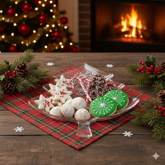 NEW Home Beautiful Happy Holidays Christmas Tree Server Platter~ 13.5 inches - Picture 11 of 13